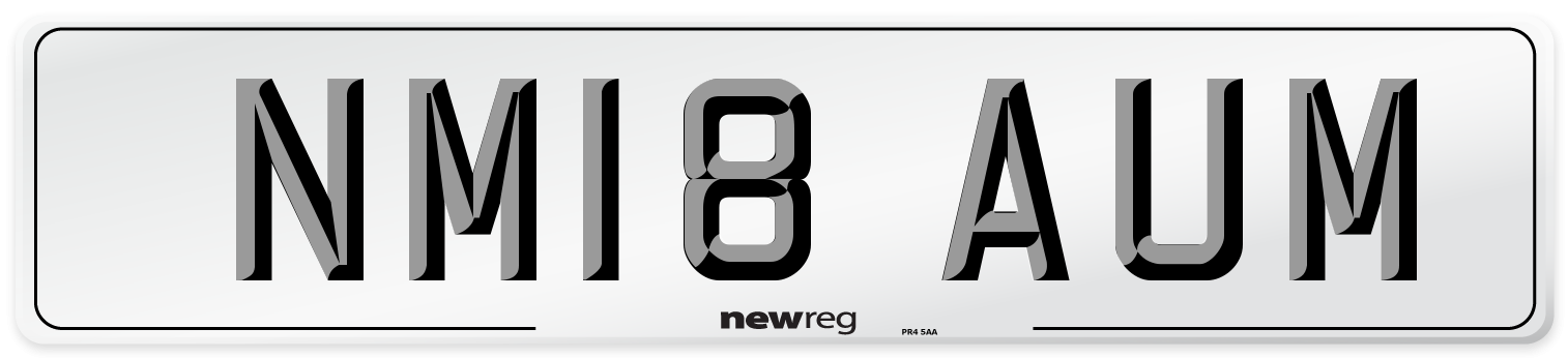 NM18 AUM Number Plate from New Reg
